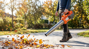 Autumn leaf blowing with Husqvarna Leaf Blower